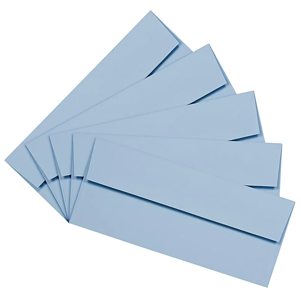 JAM PAPER #10 Business Premium Envelopes, 4 1/8" x 9 1/2", Pastel Baby Blue, Pack Of 25