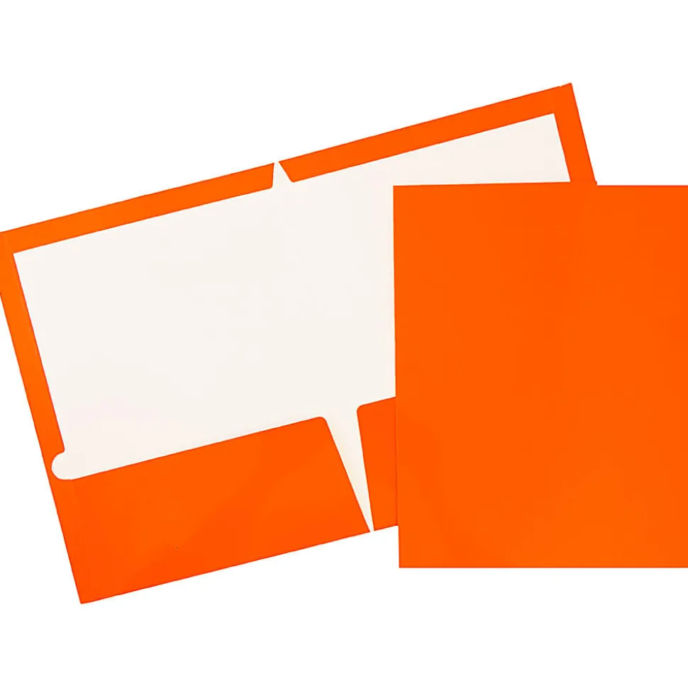 JAM Paper® Glossy 2-Pocket Presentation Folders, Orange, Pack Of 6