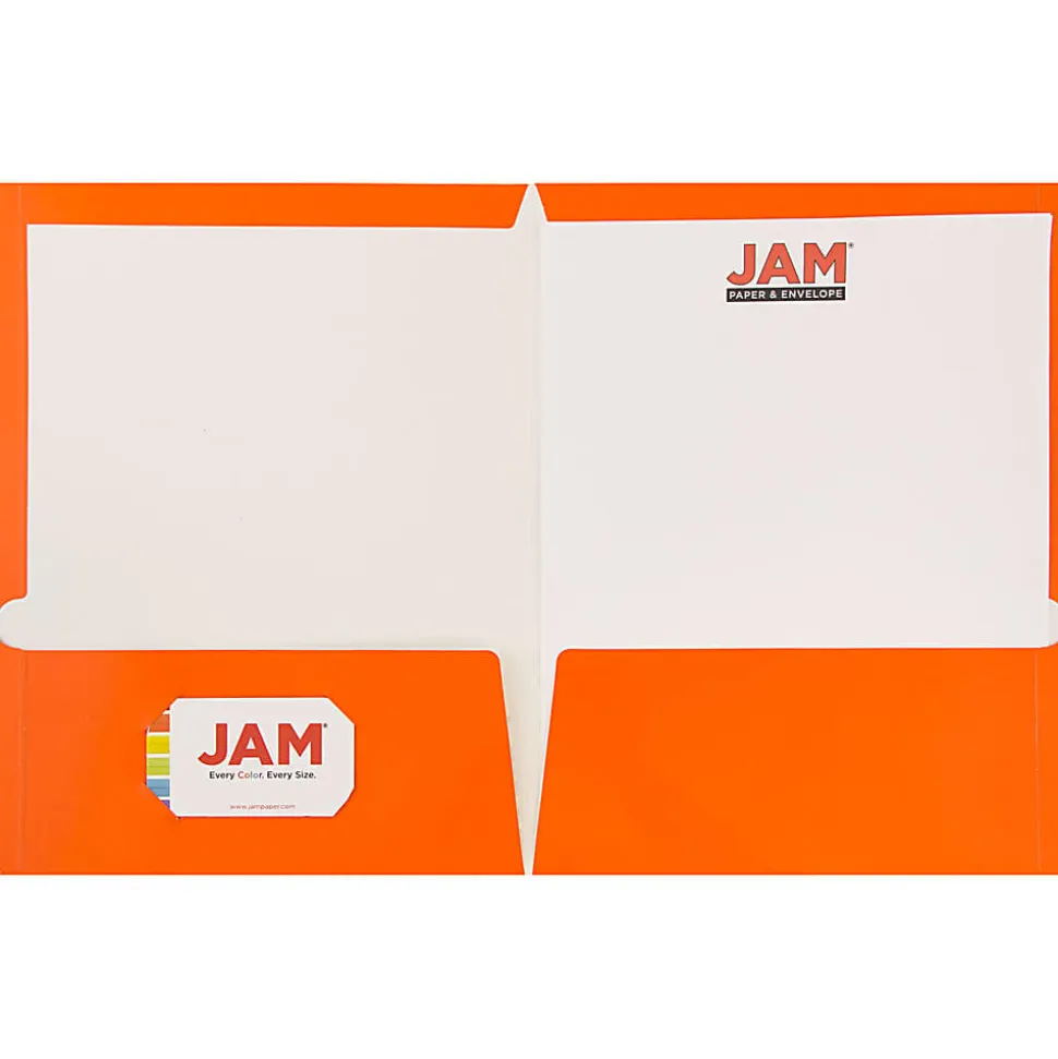 JAM Paper® Glossy 2-Pocket Presentation Folders, Orange, Pack Of 6