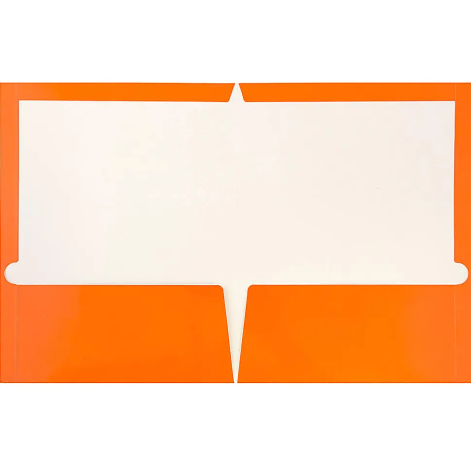 JAM Paper® Glossy 2-Pocket Presentation Folders, Orange, Pack Of 6