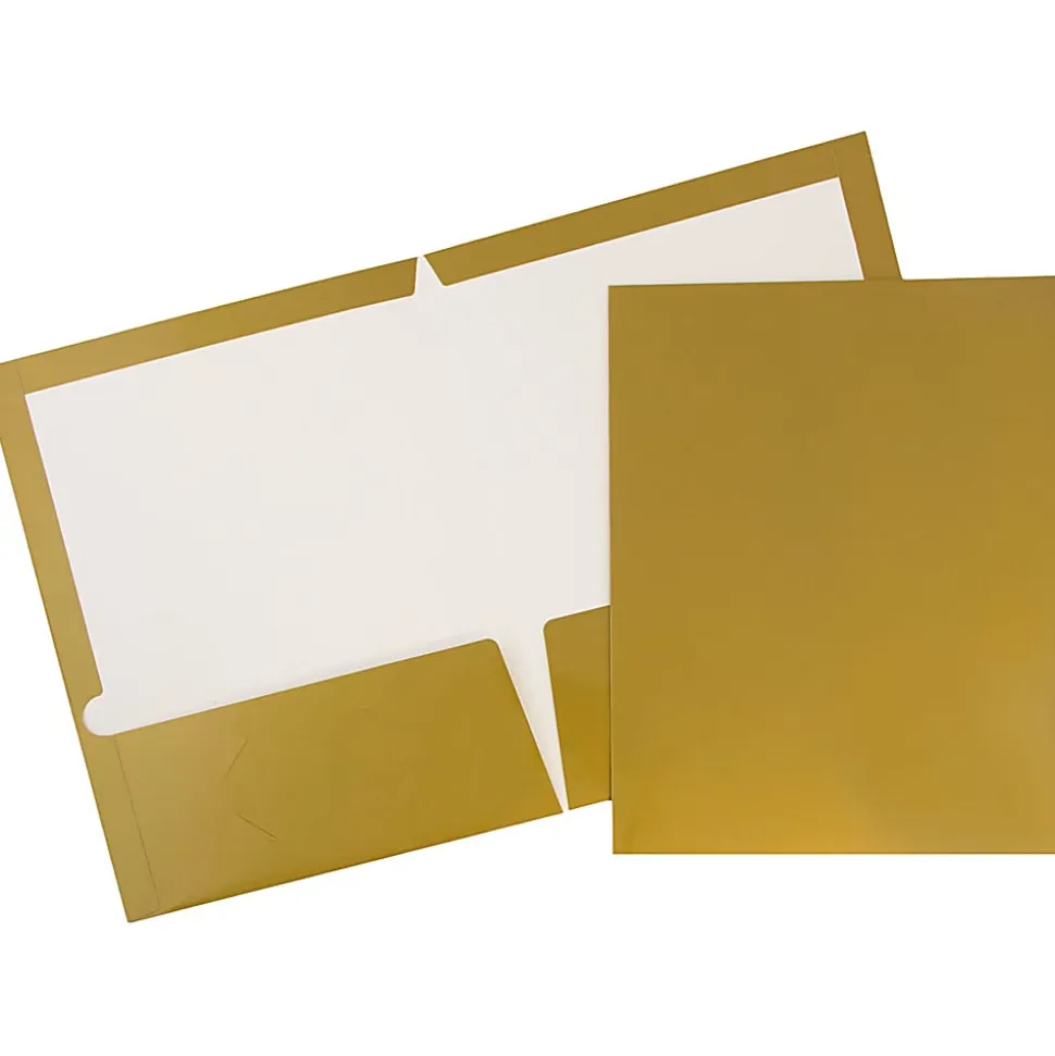 JAM Paper® Glossy 2-Pocket Presentation Folders, Blue, Pack of 6