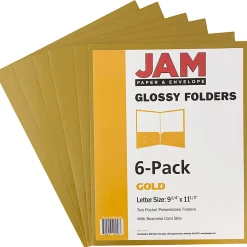 JAM Paper® Glossy 2-Pocket Presentation Folders, Blue, Pack of 6