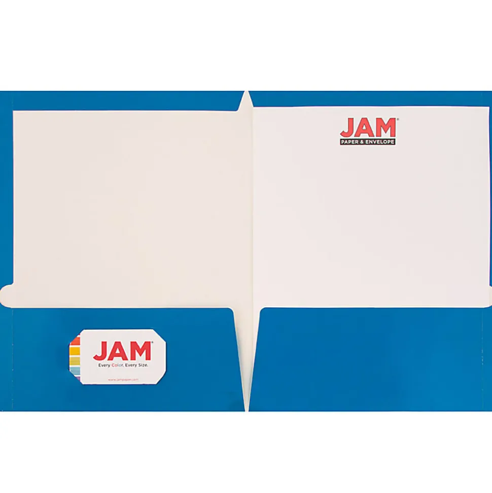 JAM Paper® Glossy 2-Pocket Presentation Folders, Blue, Pack of 6