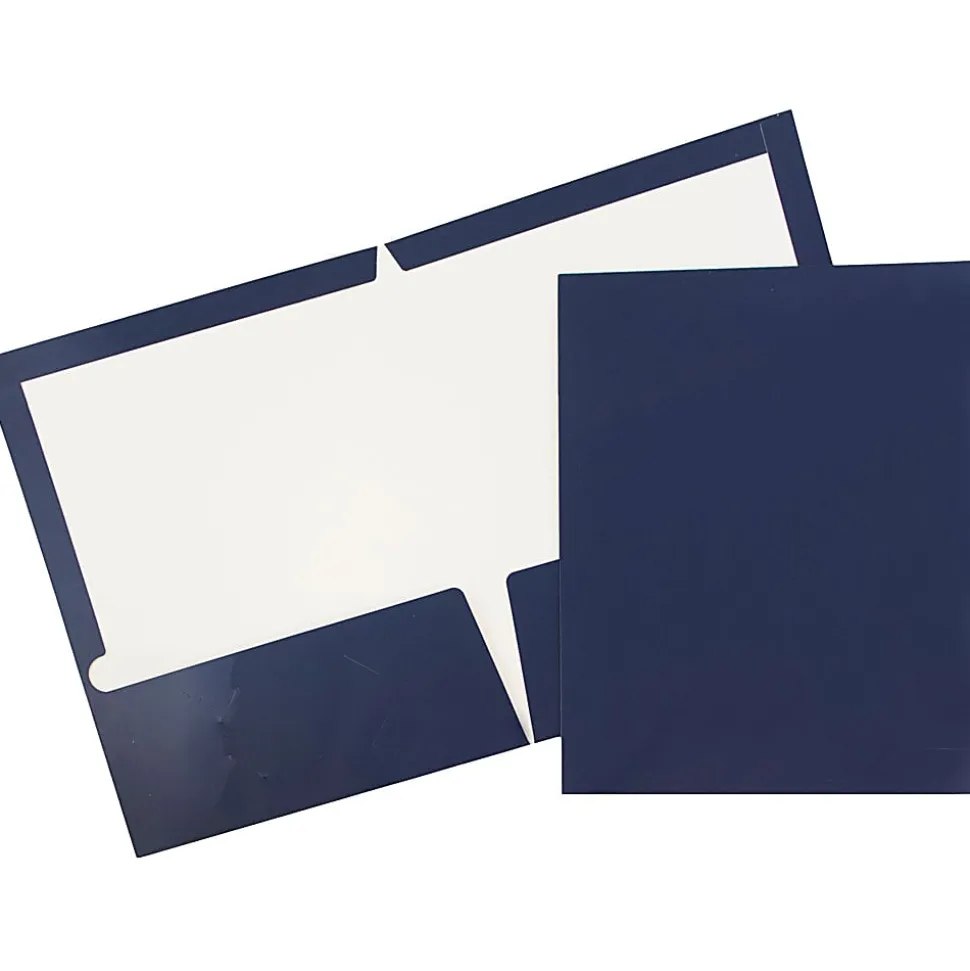 JAM Paper® Glossy 2-Pocket Presentation Folders, Black, Pack of 6