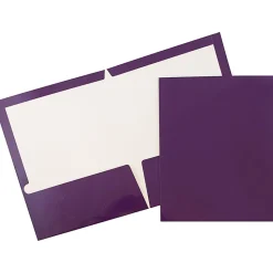 JAM PaperĀ® Glossy 2-Pocket Presentation Folders, Purple, Pack of 6