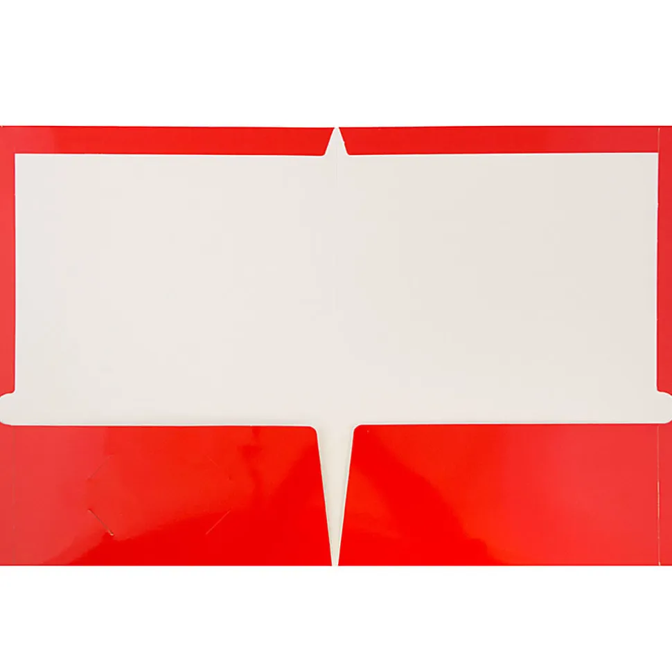 JAM Paper® Glossy 2-Pocket Presentation Folders, Red, Pack of 6