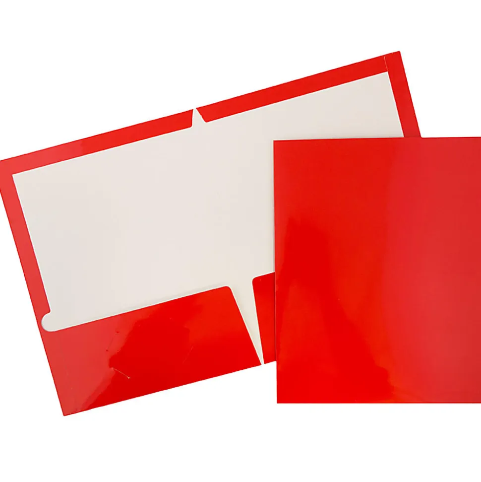 JAM Paper® Glossy 2-Pocket Presentation Folders, Red, Pack of 6