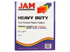 JAM Paper® Heavy-Duty Plastic Presentation Folders, 9-1/2