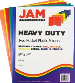 JAM Paper® Heavy-Duty Plastic Presentation Folders, 9-1/2