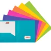 JAM Paper® Heavy-Duty Plastic Presentation Folders, 9-1/2" x 11-1/2", Assorted Primary, Pack Of 6 Folders