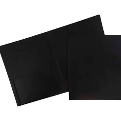 JAM Paper® Heavy-Duty 2-Pocket Plastic Presentation Folders, 9" x 12", Black, Pack Of 6