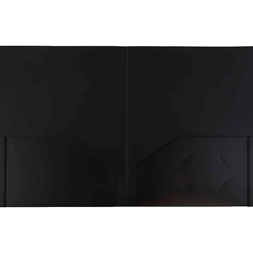 JAM Paper® Heavy-Duty 2-Pocket Plastic Presentation Folders, 9" x 12", Black, Pack Of 6