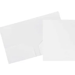 JAM PaperĀ® Heavy-Duty 2-Pocket Plastic Presentation Folders, 9" x 12", White, Pack Of 6