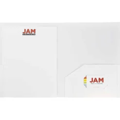 JAM Paper® Heavy-Duty 2-Pocket Plastic Presentation Folders, 9" x 12", White, Pack Of 6