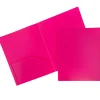 JAM Paper® Heavy-Duty 2-Pocket Plastic Presentation Folders, 9" x 12", Fuchsia Pink, Pack Of 6