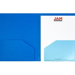 JAM Paper® Heavy Duty 4-Pocket Plastic Folders, 9 1/2" x 11 5/8", Blue, Pack Of 2