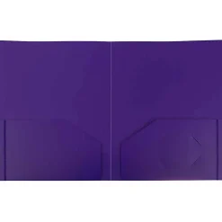 JAM PaperĀ® Heavy Duty 2-Pocket Presentation Folder, 8 1/2" x 11 3/4", Purple, 6/pack