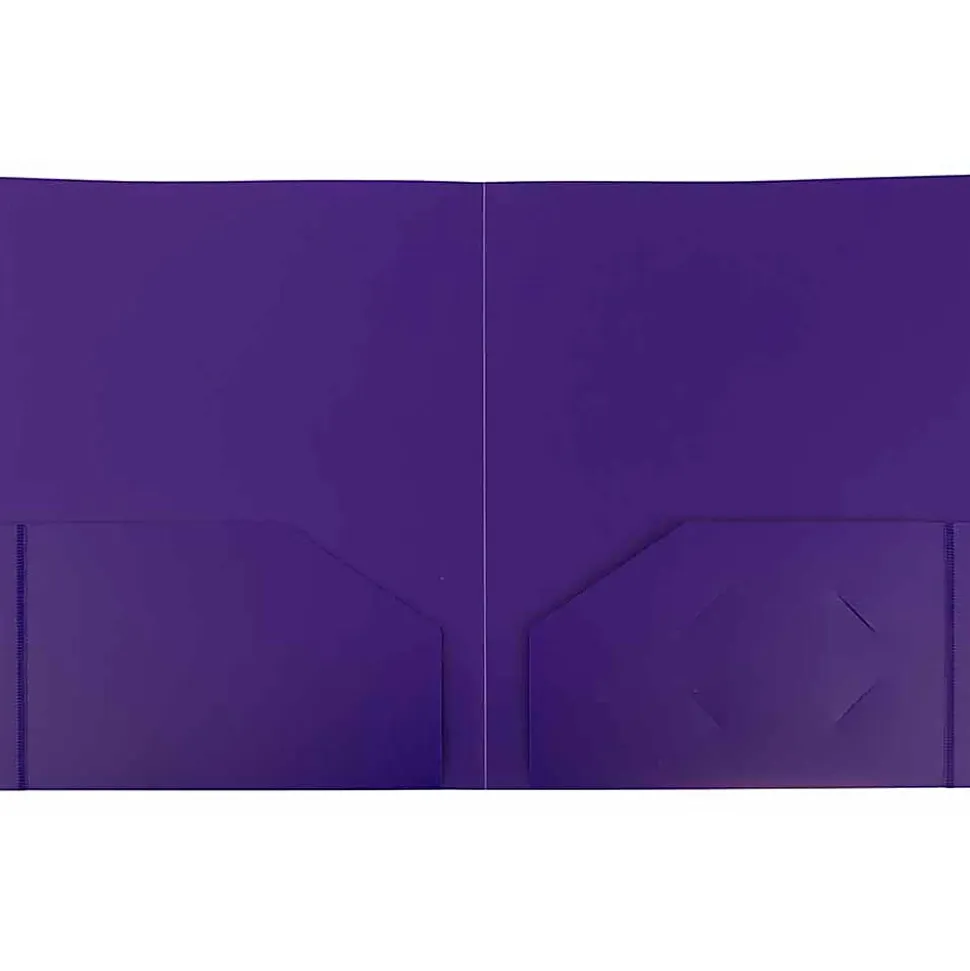 JAM Paper® Heavy Duty 2-Pocket Presentation Folder, 8 1/2" x 11 3/4", Purple, 6/pack