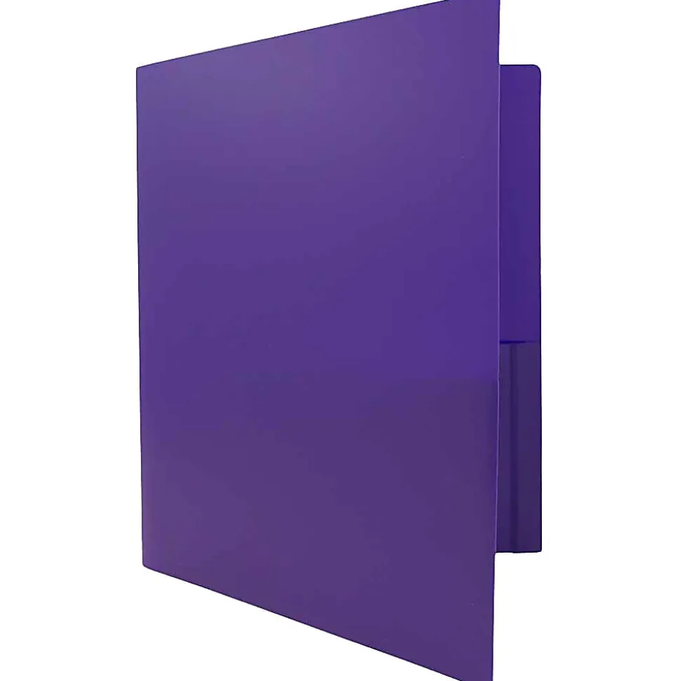 JAM Paper® Heavy Duty 2-Pocket Presentation Folder, 8 1/2" x 11 3/4", Purple, 6/pack