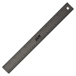 JAM PaperĀ® Non-Skid Stainless-Steel Ruler, 12", Gray