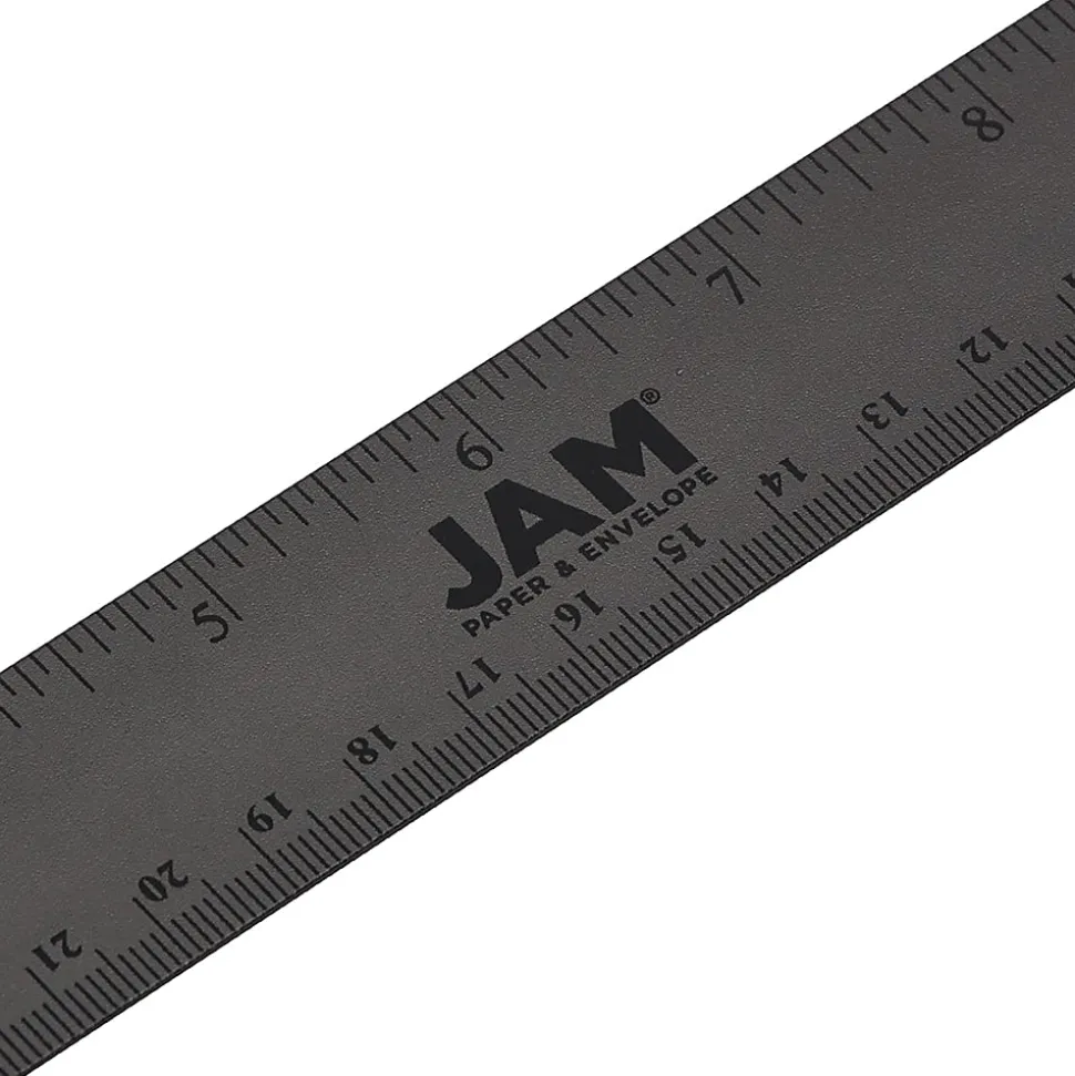 JAM Paper® Non-Skid Stainless-Steel Ruler, 12", Gray