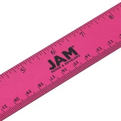 JAM Paper® Non-Skid Stainless-Steel Ruler, 12", Fuchsia Pink
