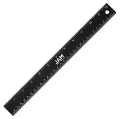 JAM PaperĀ® Non-Skid Stainless-Steel Ruler, 12", Black