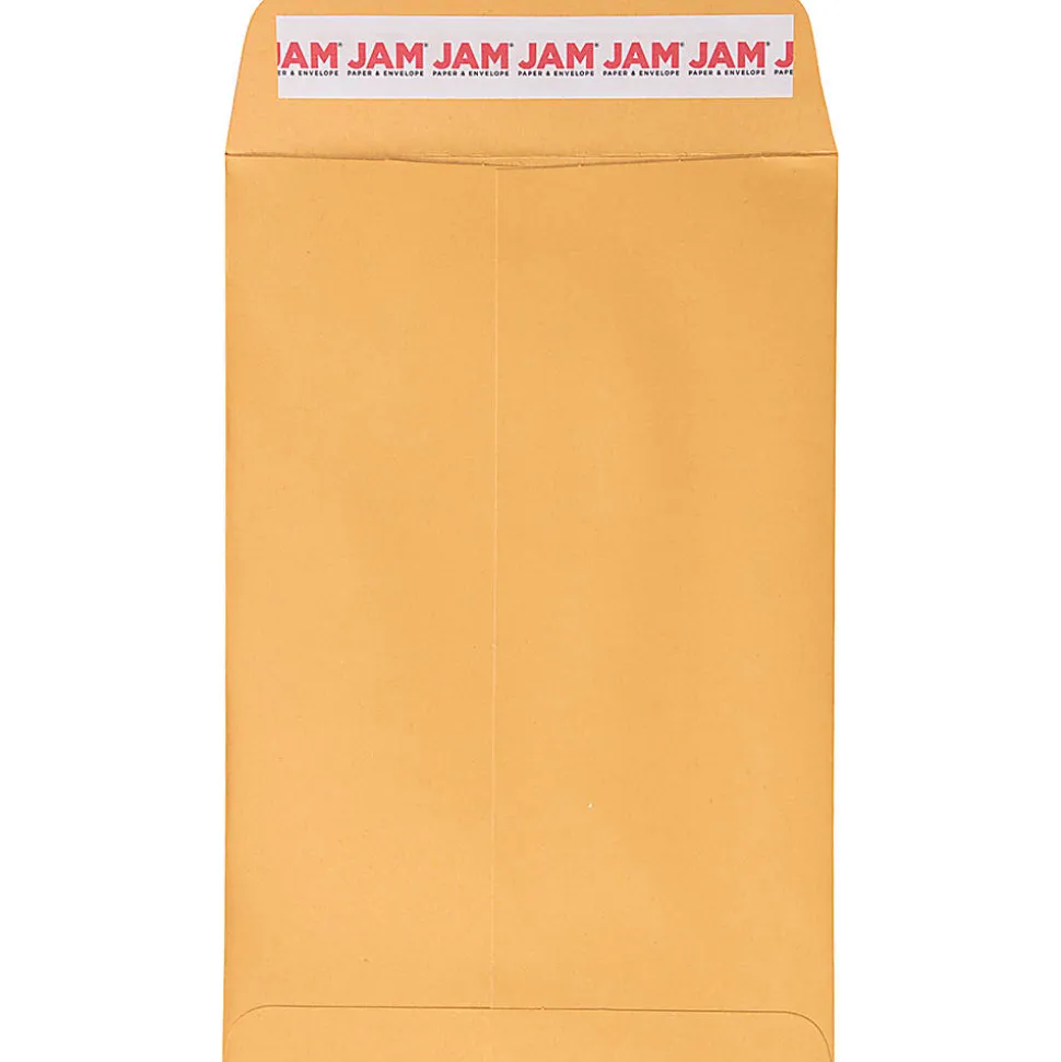 JAM Paper® Open End Envelopes, 6" x 9", Peel & Seal, Brown, Pack Of 50 Envelopes