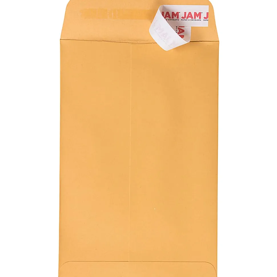 JAM Paper® Open End Envelopes, 6" x 9", Peel & Seal, Brown, Pack Of 50 Envelopes