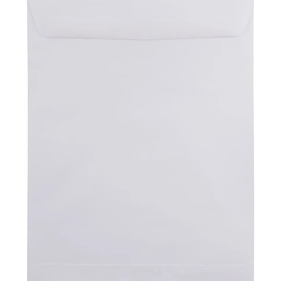 JAM Paper® Open-End Envelopes, 11-1/2 x 14-1/2, Gummed Seal, White, Pack Of 50 Envelopes