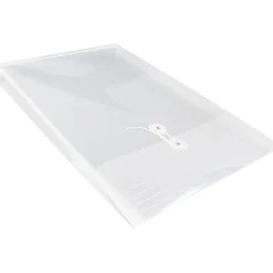 JAM Paper® Open-End Plastic Envelopes, Legal-Size, 9 3/4" x 14 1/2", Button & String Closure, Clear, Pack Of 12