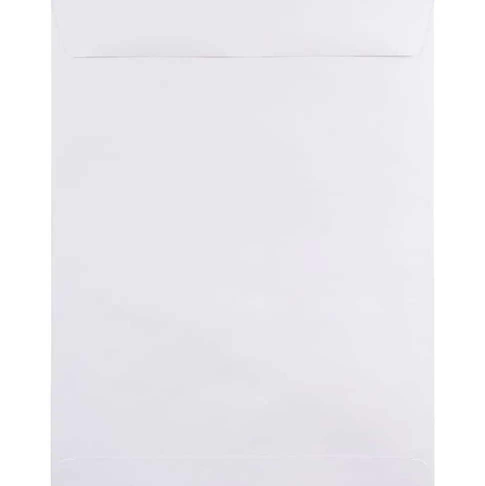 JAM Paper® Open-End 12" x 15 1/2" Catalog Envelopes, Gummed Seal, White, Pack Of 25