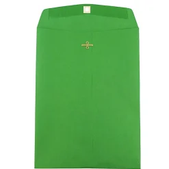JAM PaperĀ® Open-End 9" x 12" Catalog Envelopes, Clasp Closure, 30% Recycled, Green, Pack Of 10