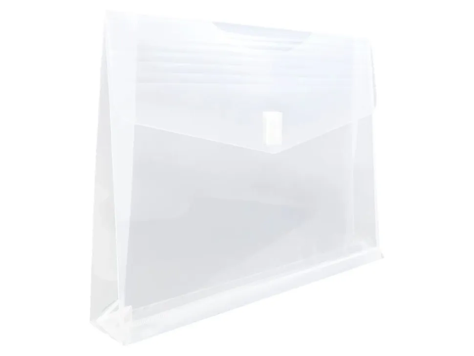 JAM Paper® Plastic Booklet Expansion Envelopes, Letter-Size, 9 3/4" x 13", Hook & Loop Closure Closure, Clear, Pack Of 12