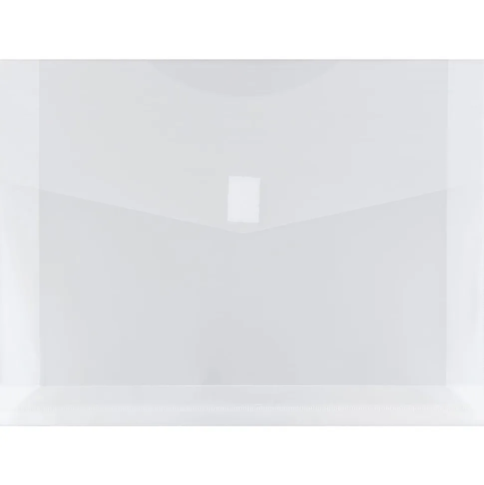 JAM Paper® Plastic Booklet Expansion Envelopes, Letter-Size, 9 3/4" x 13", Hook & Loop Closure Closure, Clear, Pack Of 12