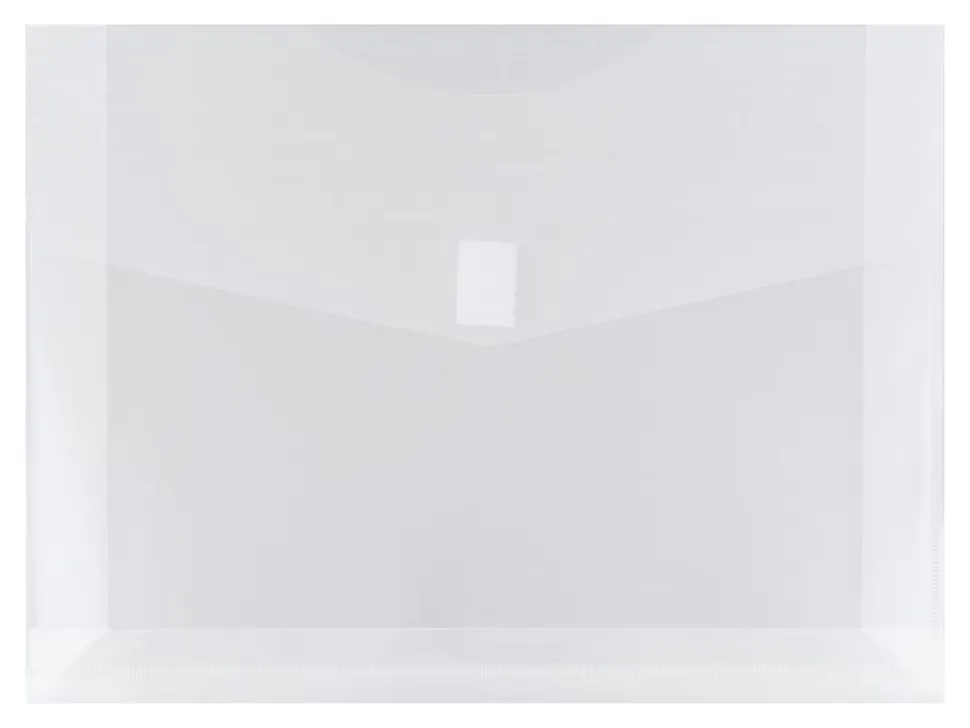 JAM Paper® Plastic Booklet Expansion Envelopes, Letter-Size, 9 3/4" x 13", Hook & Loop Closure Closure, Clear, Pack Of 12