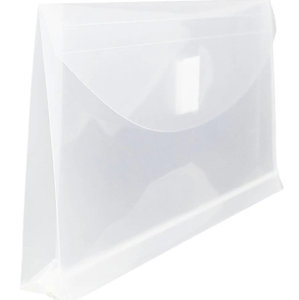 JAM Paper® #10 Plastic Envelopes, Hook and Loop Closure, Clear, Pack Of 12