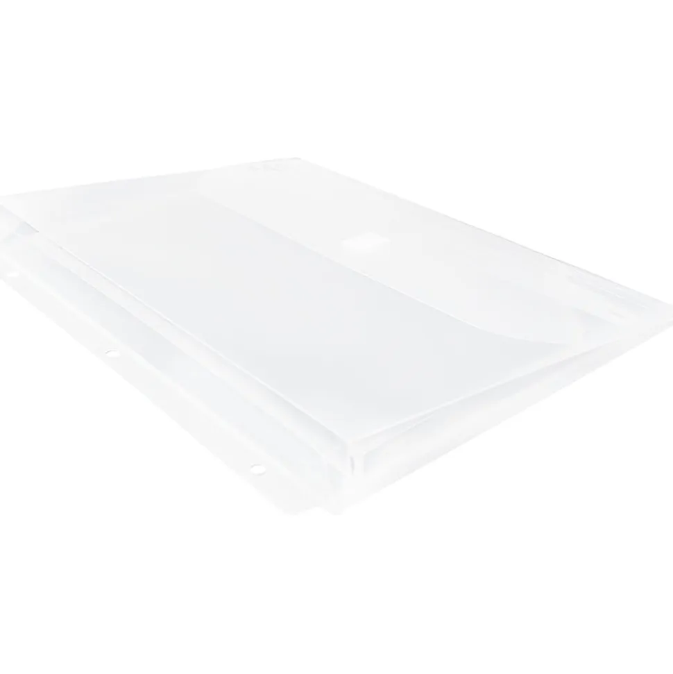 JAM Paper® Plastic 3-Hole Punch Binder Envelopes, 8-5/8" x 11 1/2", Hook & Loop Closure, Clear, Pack Of 12 Envelopes