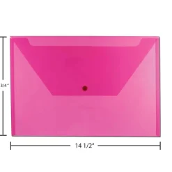 JAM Paper® Plastic Legal Booklet Envelopes, 9-3/4" x 14-1/2", Snap Closures, Assorted Colors, Pack Of 6 Envelopes