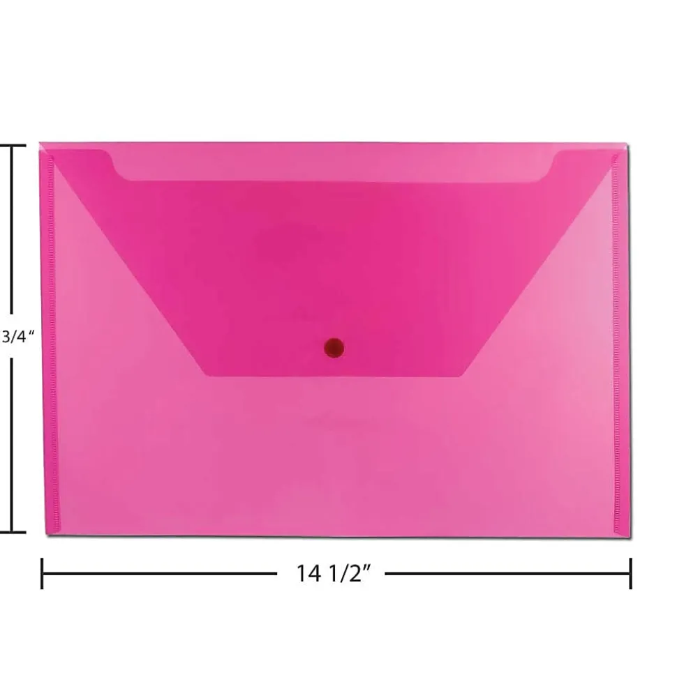 JAM Paper® Plastic Legal Booklet Envelopes, 9-3/4" x 14-1/2", Snap Closures, Assorted Colors, Pack Of 6 Envelopes