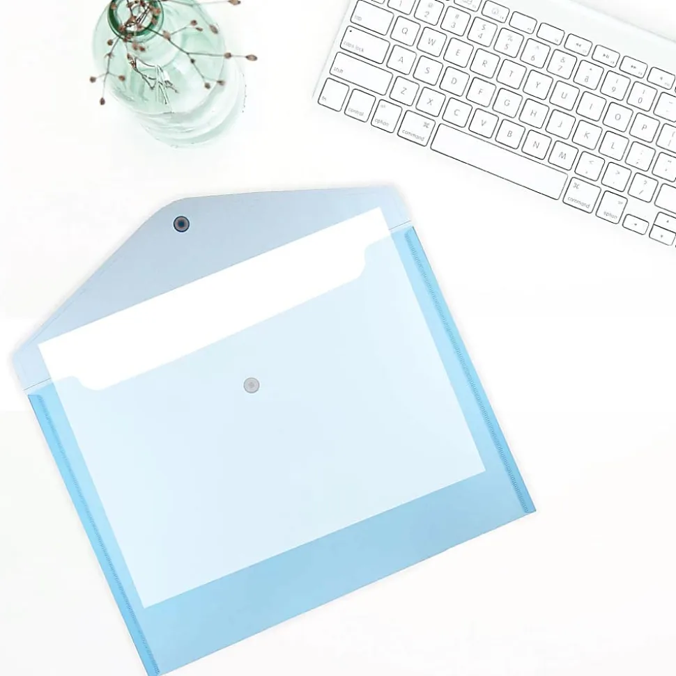 JAM Paper® Plastic Legal Booklet Envelopes, 9-3/4" x 14-1/2", Snap Closures, Assorted Colors, Pack Of 6 Envelopes