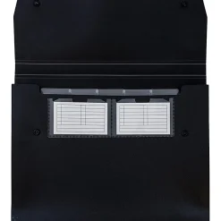 JAM Paper® Plastic 6-Pocket Expanding Folder, 1-1/2" Expansion, 9" x 13", Black