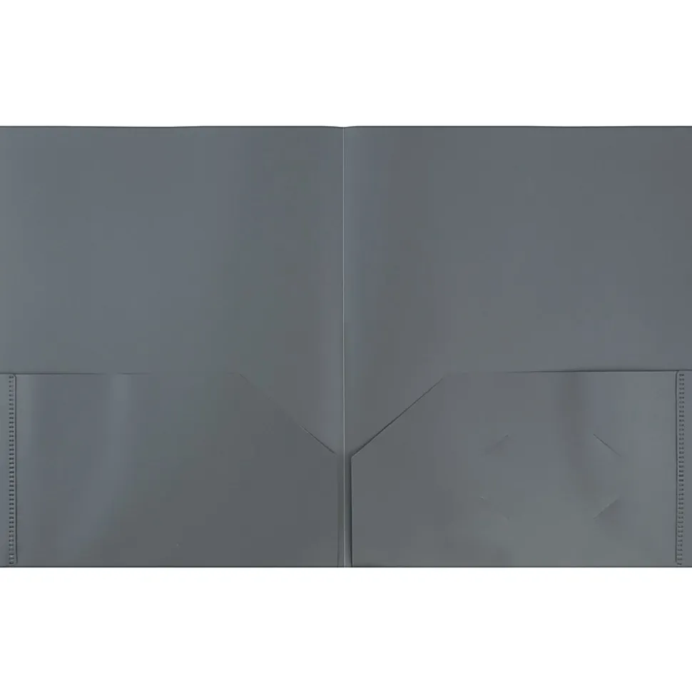 JAM Paper® Plastic 2-Pocket POP Folders, 9 1/2" x 11 1/2", Gray, Pack Of 6