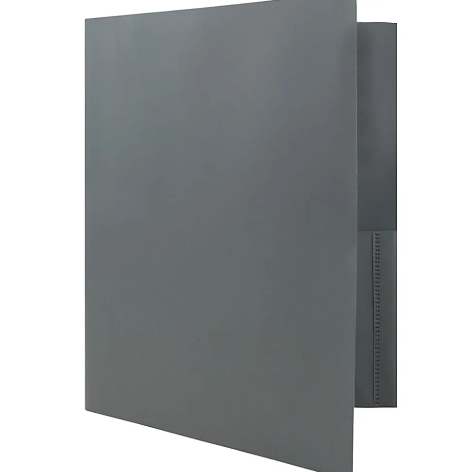 JAM Paper® Plastic 2-Pocket POP Folders, 9 1/2" x 11 1/2", Gray, Pack Of 6