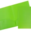 JAM Paper® Plastic 2-Pocket POP Folders, 9 1/2" x 11 1/2", Lime Green, Pack Of 6