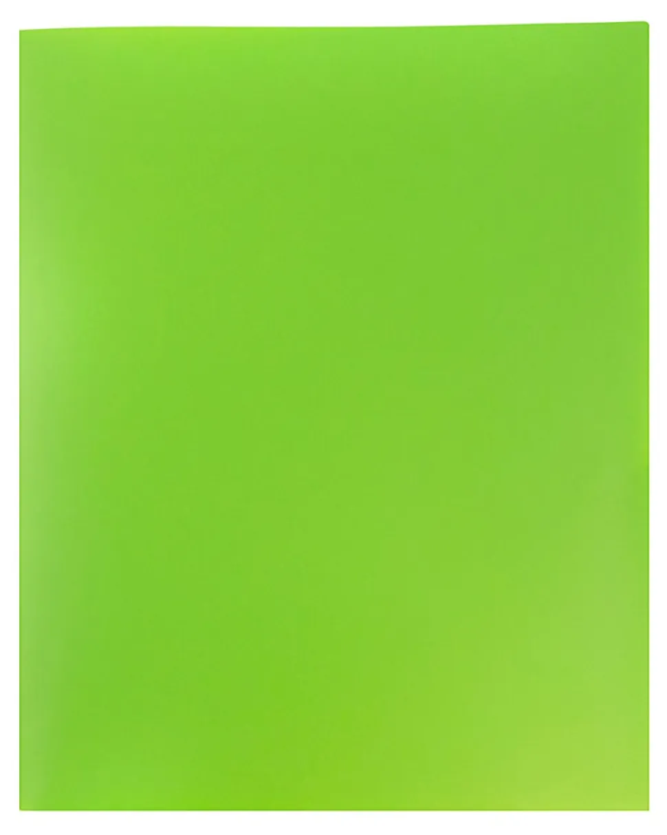 JAM Paper® Plastic 2-Pocket POP Folders, 9 1/2" x 11 1/2", Lime Green, Pack Of 6