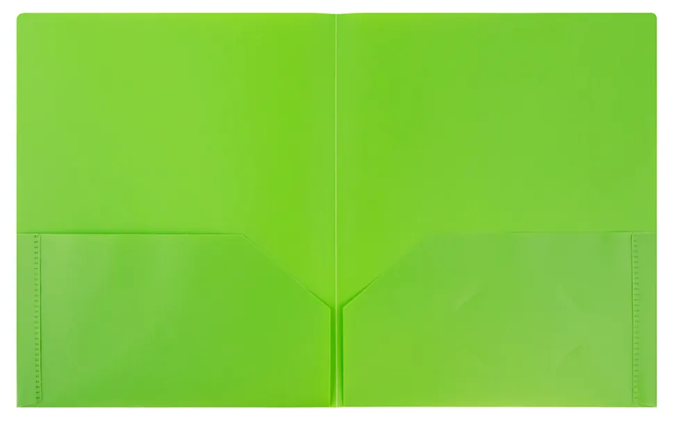 JAM Paper® Plastic 2-Pocket POP Folders, 9 1/2" x 11 1/2", Lime Green, Pack Of 6