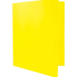 JAM PaperĀ® Plastic 2-Pocket POP Folders, 9 1/2" x 11 1/2", Yellow, Pack Of 6