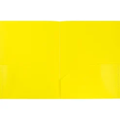 JAM Paper® Plastic 2-Pocket POP Folders, 9 1/2" x 11 1/2", Yellow, Pack Of 6