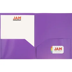 JAM PaperĀ® Plastic 2-Pocket POP Folders, 9 1/2" x 11 1/2", Purple, Pack Of 6
